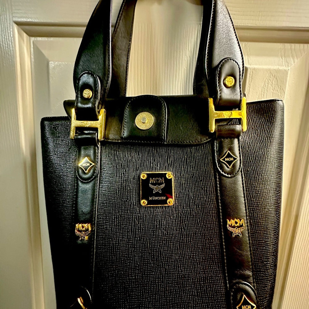 MCM Black Leather Handle Bag